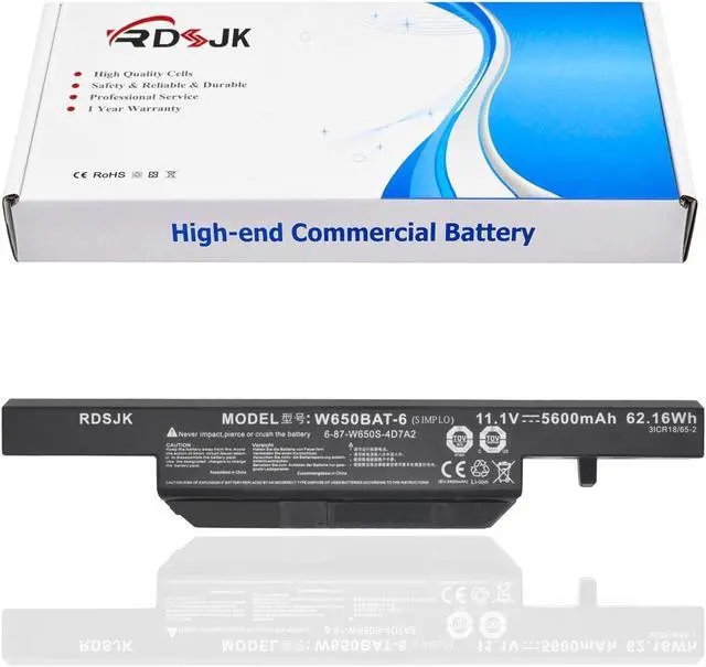 Main image of W650BAT-6 Battery for Clevo W650S W650SB W650SH W650SZ W651SC W655SF W655SJ W670SR Hasee K610C K650D K570N K710C K590C K750D 6-87-W650S-4E7 6-87-W650S-4D4A2 6-87-W650S-4D4A5 W670SJQ W665SZ 62.16Wh