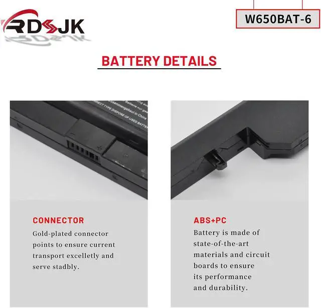 Alt view image 5 of 5 - W650BAT-6 Battery for Clevo W650S W650SB W650SH W650SZ W651SC W655SF W655SJ W670SR Hasee K610C K650D K570N K710C K590C K750D 6-87-W650S-4E7 6-87-W650S-4D4A2 6-87-W650S-4D4A5 W670SJQ W665SZ 62.16Wh