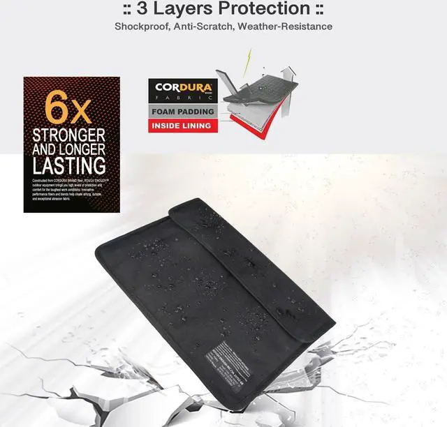 Alt view image 3 of 5 - Rough Enough 13 14 Inch Laptop Sleeve Case Bag with Accessory Pocket for Notebook Computer Slim Black Cordura