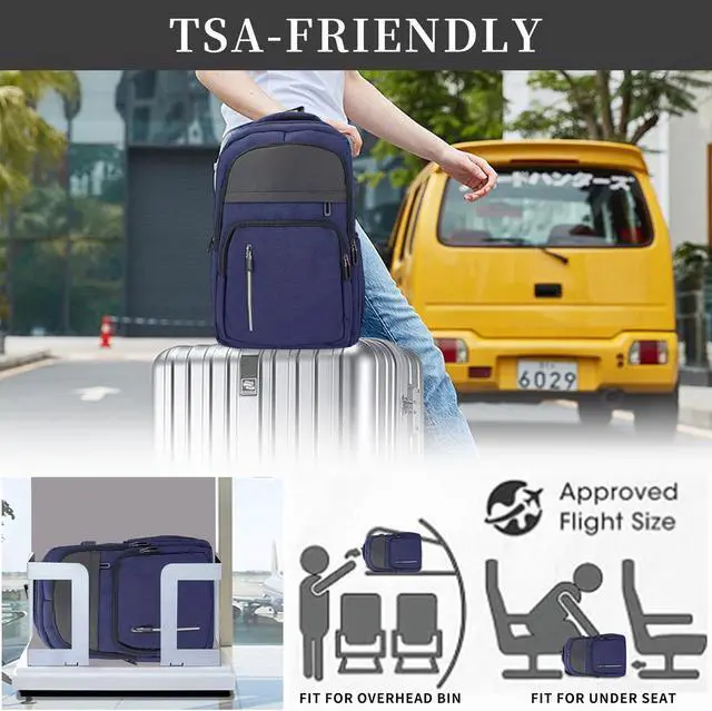 Alt view image 4 of 5 - Veridina Women Men Laptop Backpack Business Travel Lightweight Waterproof Anti Theft College Computer Bag with USB Charging Port Work Daily Bag,Blue