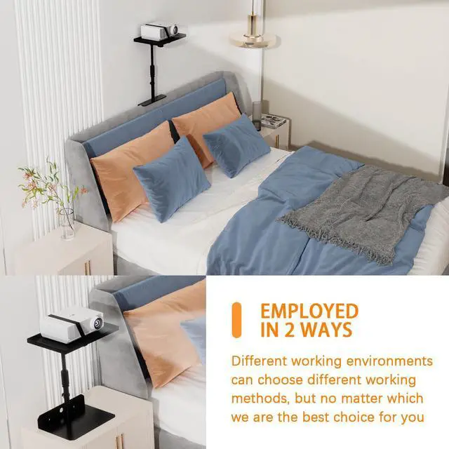 Alt view image 4 of 5 - WEGASTU Projector Stand From 9.5 "to 14.7",Height AdjustableHidden Shelf Desktop No Drilling,Projector For Desktop,Bedside Table,Bed,Home Office,Stage,Studio,DJ rack bracket installation