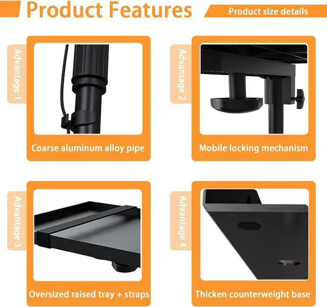 Alt view image 5 of 5 - WEGASTU Projector Stand From 9.5 "to 14.7",Height AdjustableHidden Shelf Desktop No Drilling,Projector For Desktop,Bedside Table,Bed,Home Office,Stage,Studio,DJ rack bracket installation