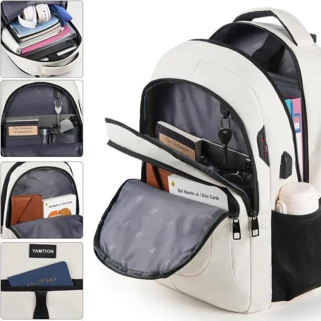 Alt view image 3 of 5 - YAMTION School Book Bag for Teen Girls and Boys Unisex Laptop Bookbag Backpack with USB for High School College Students