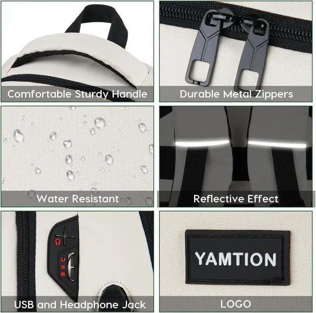 Alt view image 4 of 5 - YAMTION School Book Bag for Teen Girls and Boys Unisex Laptop Bookbag Backpack with USB for High School College Students