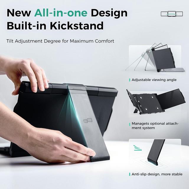 Alt view image 3 of 5 - Trio Max Mobile Pixels New Triple Monitor for 15"-17" Laptop, FHD 1080P Laptop Monitor Extender for Mac/Windows/Android, USB Type C/HDMI, 2x14.1'' Screen Extender Portable Laptop (Includes Kickstand)