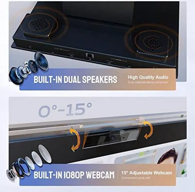 Alt view image 4 of 5 - Mobile Pixels Geminos Dual 24" FHD Stacked Desktop Monitors with 1080P Webcam&Speakers, 100W USB-C Charging, All-Inclusive HDMI/USB A/USB C Infinitely Adjustable Computer Monitor (2 Monitors)