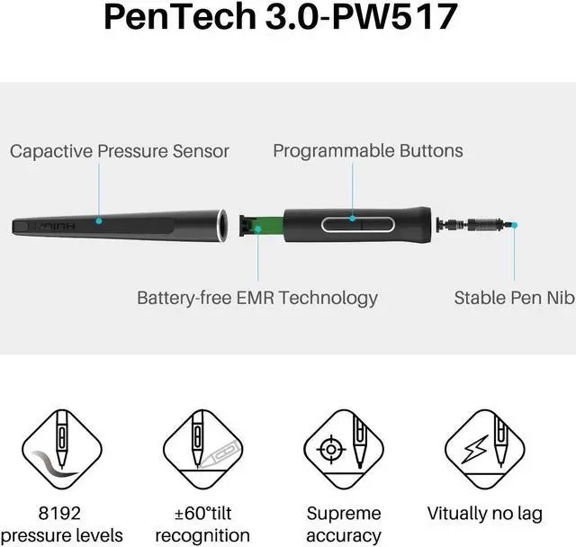 Alt view image 4 of 5 - HUION Kamvas 22 Plus Graphics Drawing Tablet with Screen and Single Monitor Arm