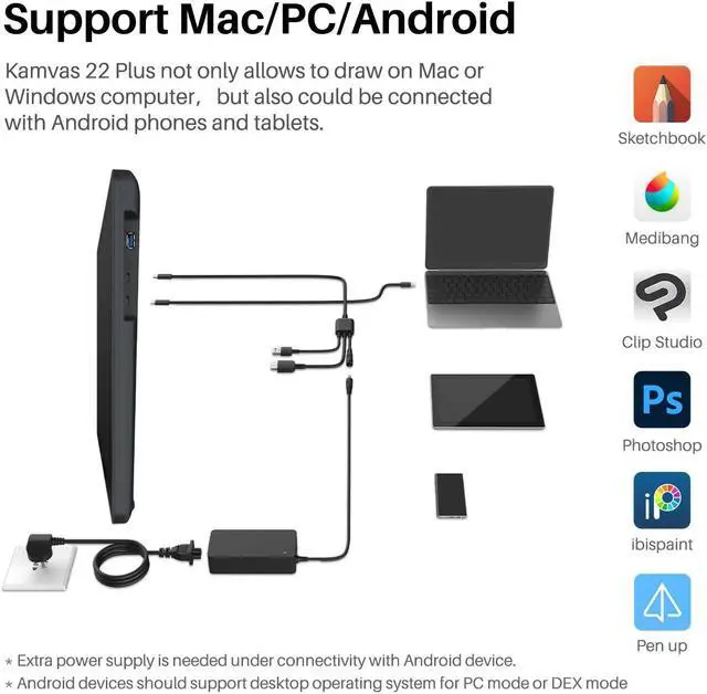Alt view image 5 of 5 - HUION Kamvas 22 Plus Graphics Drawing Tablet with Screen and Single Monitor Arm