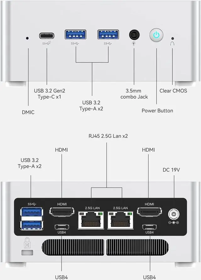 Alt view image 4 of 5 - MINISFORUM NPB6 Mini PC 13th Gen Core i7-13620H Mini Computer Barebone Version Without Storage and OS, HDMIx2+USB4x2 8K@60Hz Outputs, 2X 2.5G RJ45 Port Intel UHD Graphics Desktop Computer