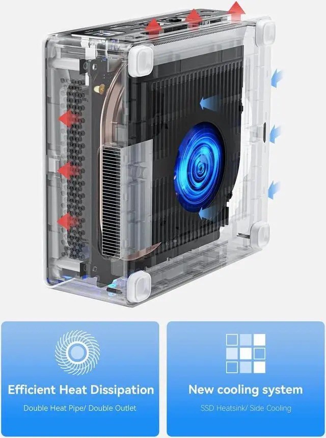 Alt view image 2 of 5 - MINISFORUM NPB6 Mini PC 13th Gen Core i7-13620H Mini Computer Barebone Version Without Storage and OS, HDMIx2+USB4x2 8K@60Hz Outputs, 2X 2.5G RJ45 Port Intel UHD Graphics Desktop Computer