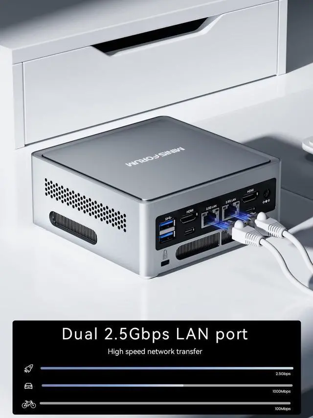 Alt view image 5 of 5 - MINISFORUM Venus Series NAB9 Mini PC 12TH Gen Core i9-12900HK(14C/20T,up to 5.0GHz) 32GB DDR4 512G PCIe4.0 SSD Micro PC, Dual 2.5G LAN Ports, 2xHDMI/2xUSB-C/4xUSB3.2 Mini Tower Computer