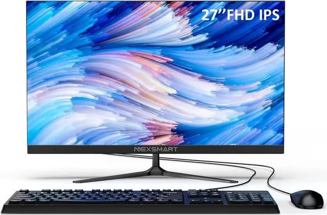 Main image of All-in-One Desktop Computer Celeron N100 27 inch All-in-One PC 8GB RAM 512GB ROM Full HD IPS Display Built in Dual WiFi Bluetooth 5.1 All-in-One Computer with Wired Keyboard and Mouse USB3.0