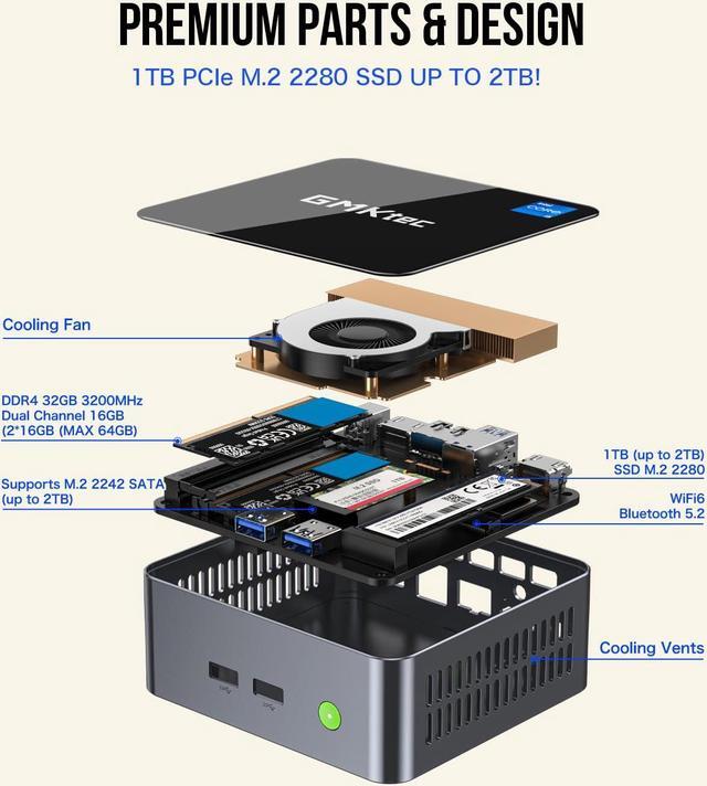 GMKtec Mini PC Intel i5-12450H(Turbo 4.4 GHz) 32GB DDR4 1TB GMKtec Mini PC Intel i5-12450H(Turbo 4.4 GHz) 32GB DDR4 1TB