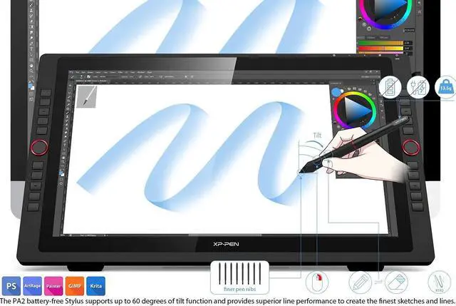 Alt view image 2 of 5 - XP-PEN Artist 22R pro Drawing Tablet with Screen 120% sRGB with Battery-Free Stylus Full-Laminated Technolog 21.5 inch Pen Display & XP-PEN Shortcuts Stickers