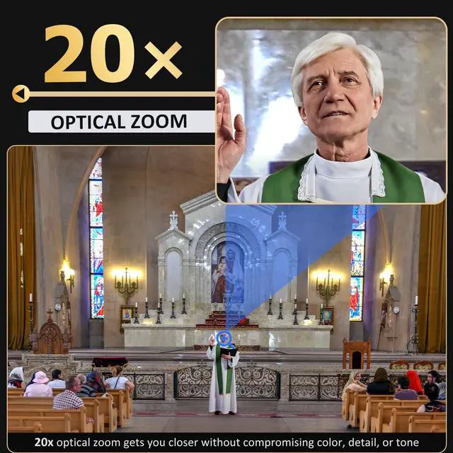 Alt view image 2 of 5 - NexiGo PTZ Camera 20X Optical Zoom with PoE HDMI/3G-SDI/USB/LAN IP Streaming Outputs, Auto AI Tracking for Video Conferencing Live Streaming Meeting Church Services Worship Skype Zoom Teams OBS