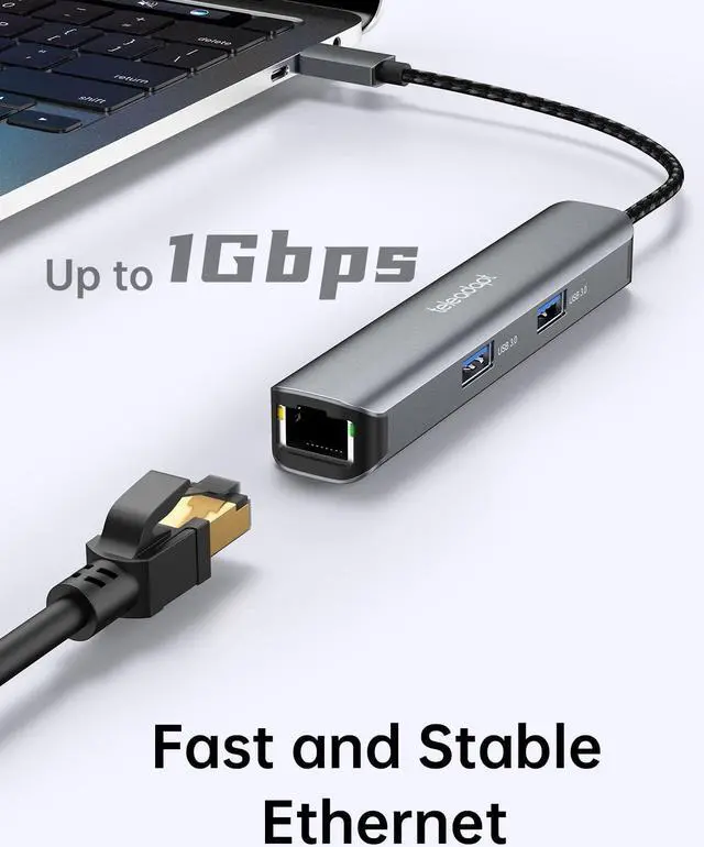 Alt view image 4 of 5 - Teleadapt USB Type-C 5-in-1 Hub Adapter. 4K HDMI, 1Gbps Ethernet, 3 x USB 3.0 5Gbps Data Ports. Ideal for MacBook Air/Pro, iPad Pro, Dell XPS