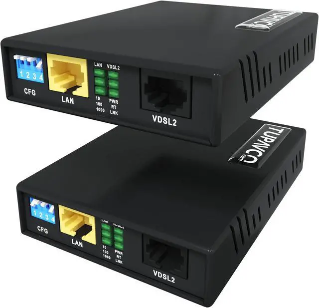 Main image of Ethernet Extender Kit Tupavco TEX-200 - Cable Extension up to 5000ft Over Phone Line or CAT5/6 Twisted Copper Wire (300Mbps Max Bandwidth) Single Cord LAN up to Mile Distance (Plug & Play 8 Profiles)
