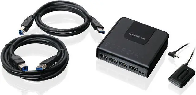 Alt view image 3 of 4 - IOGEAR 4x2 USB 3.0 Peripheral Sharing Switch - Share 4 USB Devices Between 2 Computers - LED Indicators - Cables n Remote Included - PC - MAC - Printer - Scanner - Mouse/Keyboard and More - GUS432
