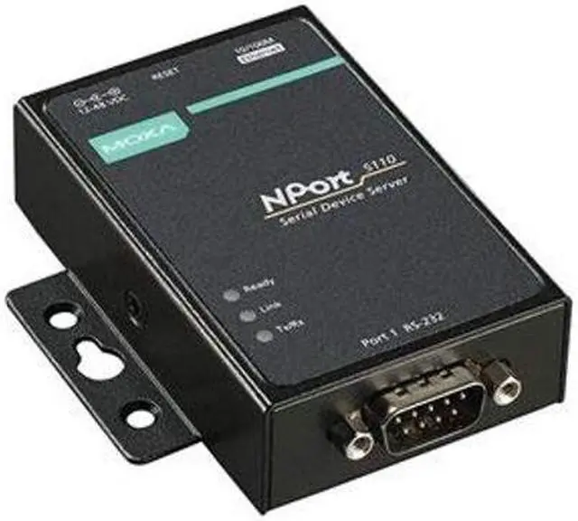 Main image of MOXA NPort 5110-T - 1 Port Serial Device Server, 10/100 Ethernet, RS232, DB9 Male, -40 to 75degC Operating Temperature