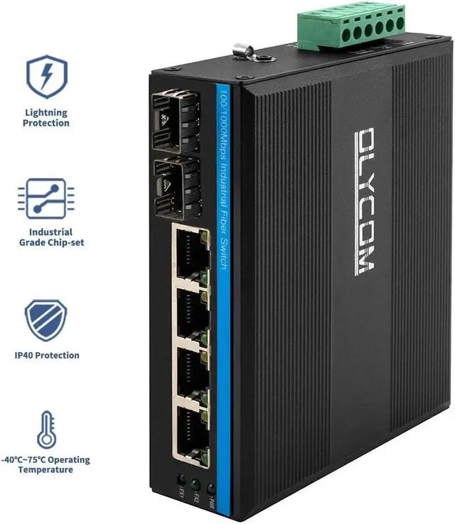 Alt view image 3 of 5 - OLYCOM Gigabit Switch 4 Ports Industrial Ethernet Converter DIN-Rail IP40 Rated Network Switch with Mini Size for Security Camera