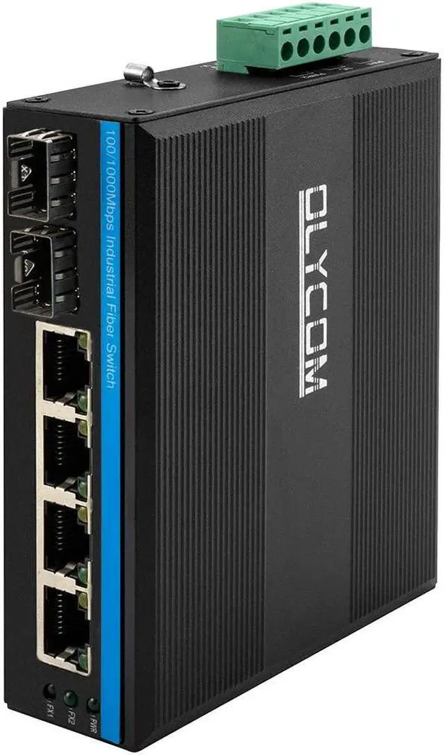 Alt view image 2 of 5 - OLYCOM Gigabit Switch 4 Ports Industrial Ethernet Converter DIN-Rail IP40 Rated Network Switch with Mini Size for Security Camera