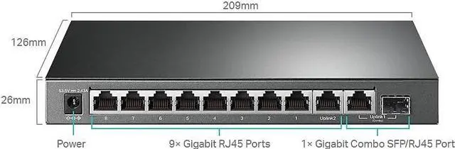 Alt view image 3 of 5 - TP-Link TL-SG1210MPE | 8 Port Gigabit PoE Switch | Easy Smart Managed | 8 PoE+ Ports @123W, w/ 2 Uplink Gigabit Ports + 1 Combo SFP Slot | 3 Year Manufacturer Warranty | QoS, Vlan, IGMP & LAG