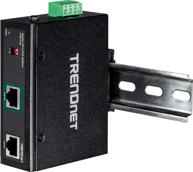 Alt view image 5 of 5 - TRENDnet Industrial Gigabit UPoE Splitter, Dual DC Power Outputs, DIN-Rail or Wall-Mountable, Adjustable Voltage Output, TI-SG104,Black