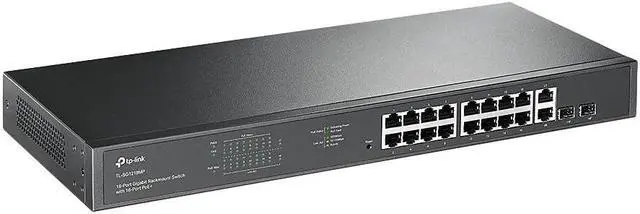 Alt view image 2 of 5 - TP-Link TL-SG1218MP 16 Port Gigabit PoE Switch 16 PoE+ Ports @250W, w/ 2 Uplink Gigabit Ports + 2 Combo SFP Slots Plug & Play Sturdy Metal Rack-mountable