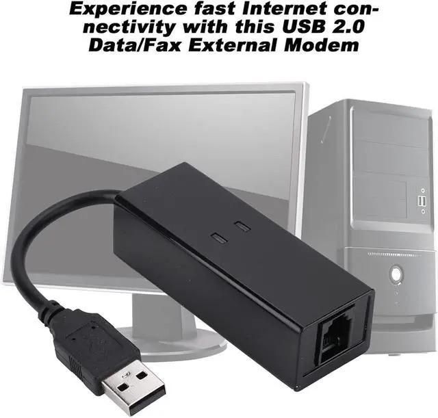 Alt view image 2 of 5 - Rj11 to USB Adapter Fax Modem USB 10 Abs Black USB 56K External Dial Up Voice Fax Data Modem Fit for Win7 Win8 Win10