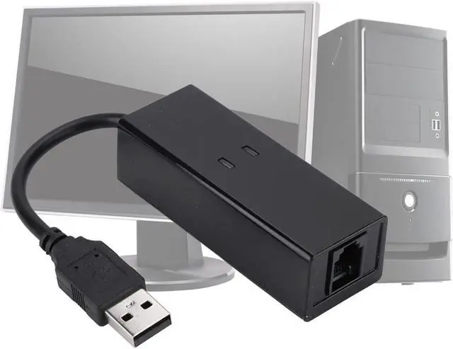 Alt view image 5 of 5 - Rj11 to USB Adapter Fax Modem USB 10 Abs Black USB 56K External Dial Up Voice Fax Data Modem Fit for Win7 Win8 Win10