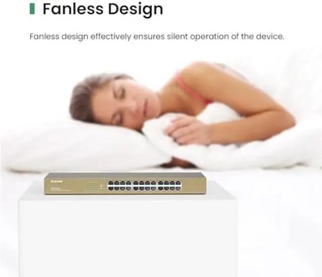 Alt view image 4 of 5 - Tenda TEG1024G, 24 Port Gigabit Ethernet Unmanaged Switch, Network Hub, Ethernet Splitter, Plug & Play, Fanless Metal Design, Flexible Mounting, Limited Lifetime Protection