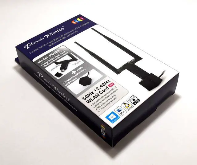 Alt view image 4 of 5 - Panda Wireless® PAU09 N600 Dual Band (2.4GHz and 5GHz) Wireless N USB Adapter W/Dual 5dBi Antennas - Windows 7/8/10/11, Zorin, Mint, Ubuntu, openSUSE, Fedora, Centos, Kali and Raspbian