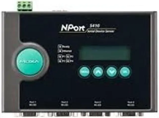 Main image of MOXA NPort 5410 w/Adapter - 4 Ports RS-232 Serial Device Server, 10/100 Ethernet, DB9 Male