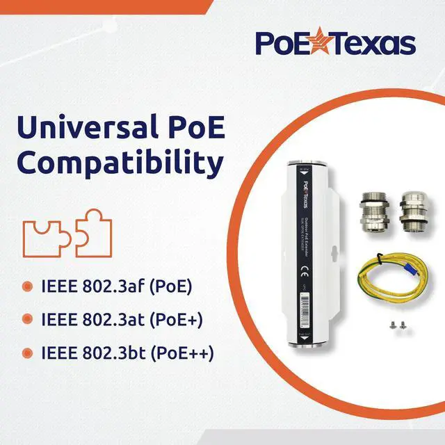 Alt view image 5 of 5 - PoE Texas PoE++ Extender - Outdoor PoE Repeater - IP67 Waterproof and Direct Burial Capable - High-Speed Ethernet Booster Extends Power and Gigabit Data Range by 100m - IEEE 802.3bt/at/af Compliant