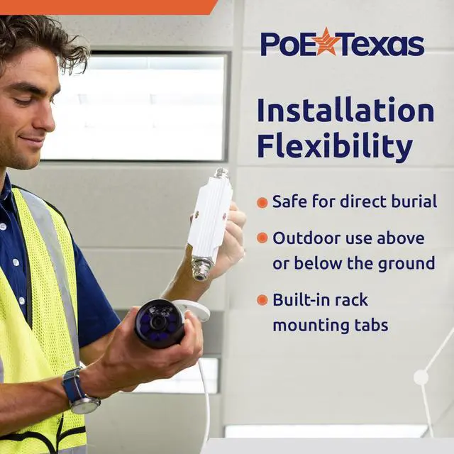 Alt view image 4 of 5 - PoE Texas PoE++ Extender - Outdoor PoE Repeater - IP67 Waterproof and Direct Burial Capable - High-Speed Ethernet Booster Extends Power and Gigabit Data Range by 100m - IEEE 802.3bt/at/af Compliant