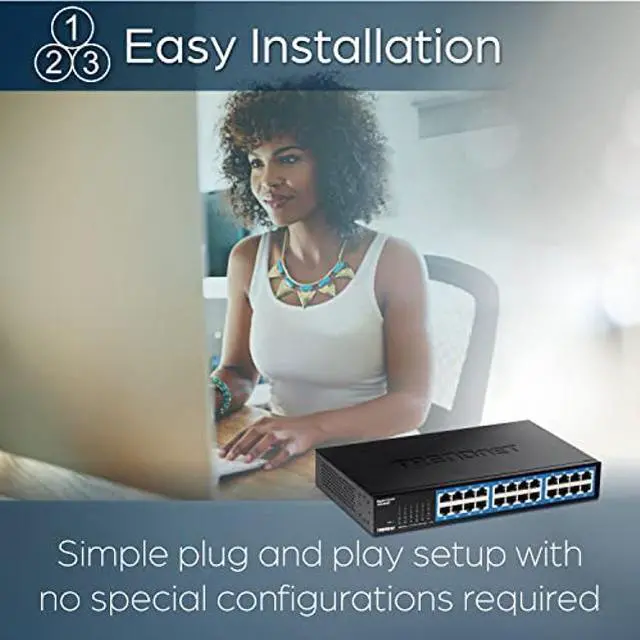Alt view image 3 of 5 - TRENDnet 24-Port Gigabit Desktop Switch, TEG-S25D, 24 x Gigabit RJ-45 Ports, 48Gbps Switching Capacity, Fanless Design, Metal Enclosure, Internal Power Supply, Lifetime Protection, Black