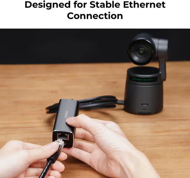 Alt view image 4 of 5 - OBSBOT USB-C to Ethernet Adapter,Lower Latency,10/100 Mbps Data Transfer Rate,Dual Ethernet & USB-C Interface,Support Power Over Ethernet (PoE),Charge While Stay Connect Tail Air,MacBook,PC
