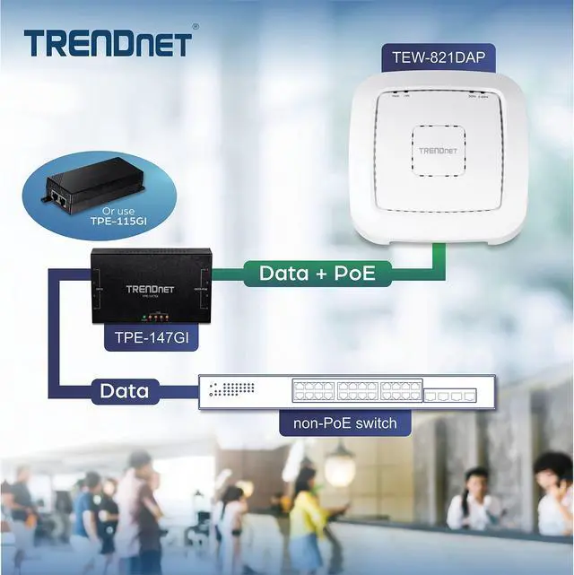 Alt view image 5 of 5 - TRENDnet AC1200 Dual Band PoE Indoor Access Point, MU-MIMO, 867 Mbps WiFi AC, 300 Mbps WiFi N Bands, Client Bridge, Repeater Modes, Gigabit PoE LAN Port, Captive Portal for Hotspot, White, TEW-821DAP