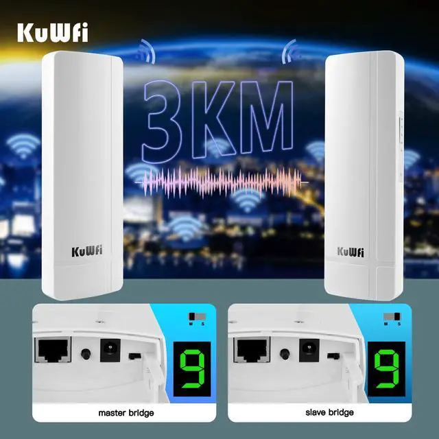 Alt view image 3 of 5 - Ultra-Fast KuWFi 5.8G 900Mbps Outdoor Wireless Bridge, High Speed Gigabit Outdoor Point-to-Point Networking Solution with 24V PoE Waterproof Outdoor Wireless Access Point for starlink Router