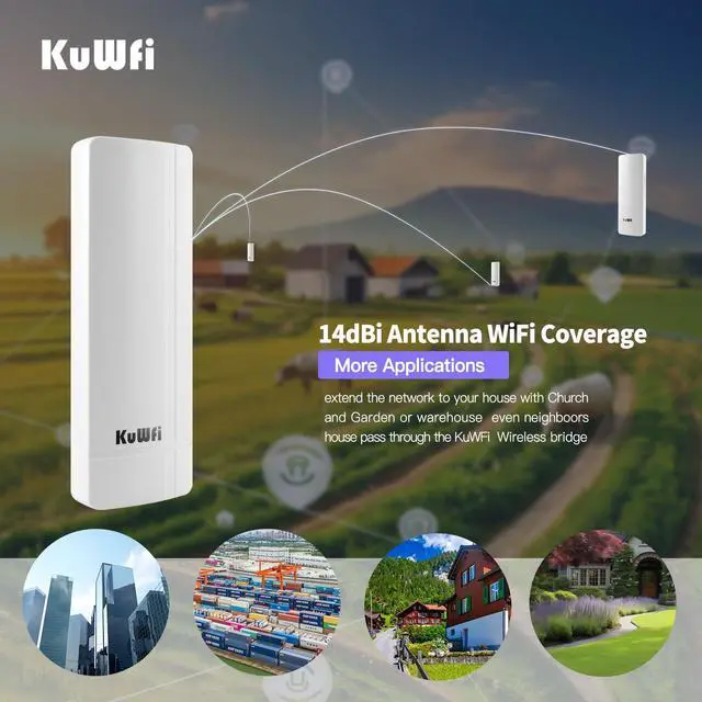Alt view image 4 of 5 - Ultra-Fast KuWFi 5.8G 900Mbps Outdoor Wireless Bridge, High Speed Gigabit Outdoor Point-to-Point Networking Solution with 24V PoE Waterproof Outdoor Wireless Access Point for starlink Router