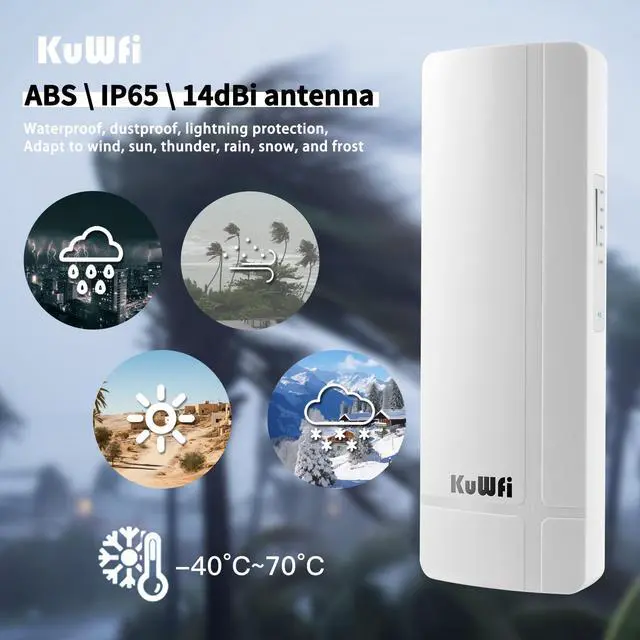 Alt view image 5 of 5 - Ultra-Fast KuWFi 5.8G 900Mbps Outdoor Wireless Bridge, High Speed Gigabit Outdoor Point-to-Point Networking Solution with 24V PoE Waterproof Outdoor Wireless Access Point for starlink Router