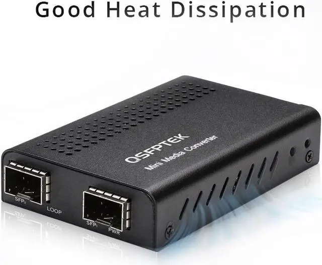 Alt view image 4 of 5 - SFP+ Media Converter, Mini Unmanaged 1x 10GBase-X to 1x 10GBase-X 2X Open SFP+ Slots, 10Gigabit 10G SFP+ to SFP+ Fiber to Fiber Media Converter, DC 5~12V, Without Transceivers