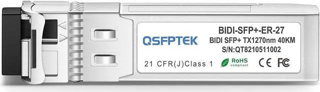Alt view image 2 of 5 - QSFPTEK 10G SFP+ Bidi Transceivers, 10Gbe Mini gbic Fiber Network LC Single-Mode Module for Cisco SFP-10G-BX80U-I (1490nm-TX/1550nm-RX), SFP-10G-BX80D-I (1550nm-TX/1490nm-RX), 80KM, with DDM, 1 Pair