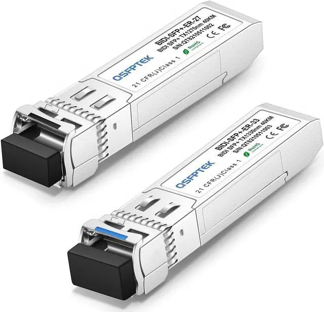 Main image of QSFPTEK 10G SFP+ Bidi Transceivers, 10Gbe Mini gbic Fiber Network LC Single-Mode Module for Cisco SFP-10G-BX80U-I (1490nm-TX/1550nm-RX), SFP-10G-BX80D-I (1550nm-TX/1490nm-RX), 80KM, with DDM, 1 Pair