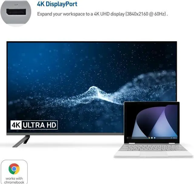 Alt view image 3 of 5 - Cable Matters USB C Hub DisplayPort, 4K@60Hz (USB C DisplayPort Hub), 100Mbps Ethernet, 2X USB, 60W Host Charging in Gray - Thunderbolt 4 / Thunderbolt 3 Port Compatible for MacBook Pro