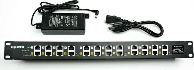 Main image of PoE Texas 12 Port Gigabit PoE Injector with 48 Volt 60 Watt Power Supply for 802.3af/at Devices