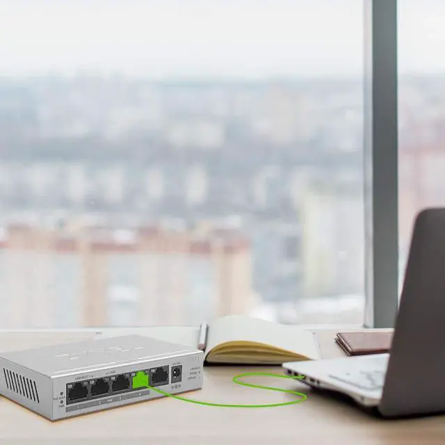 Alt view image 2 of 2 - Zyxel 5 Port Gigabit Ethernet Unmanaged POE+ Switch | 4 x PoE+ @ 60W | Plug & Play | Sturdy Metal Housing | Desktop or Wall-Mount | Fanless | Lifetime Warranty | Ethernet Splitter | GS1005HP