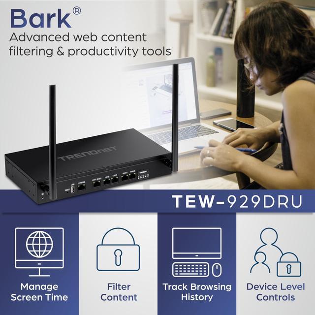 Alt view image 5 of 5 - TRENDnet AX1800 Dual-Band WiFi 6 Gigabit Dual-WAN VPN Router, Small Business, Virtual Private Network, Inter-VLAN Routing, QoS, 2.5G Support, Pre-Encrypted Wireless, Black, TEW-929DRU (Pack of 1)