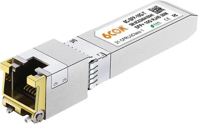 Main image of 6COM 1.25G/2.5G/5G/10GBase-T SFP+ Transceiver, 10G SFP+ to RJ45 Copper Module, CAT.6a/7, up to 30 Meters, for Cisco SFP-10G-T-S, Ubiquiti uacc-cm-rj45-mg, D-Link, Supermicro, MikroTik S+RJ10 and More
