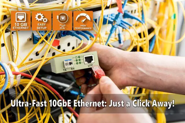 Alt view image 5 of 5 - Single Mode LC 10G SFP+ to Fiber Ethernet Media Converter with 10GSFP+10km (6.2mi) Module Set-High-Speed 10Gb Network,10Gig SFP Media Conversion,10GbE Ethernet to Fiber Optic Extender, Plug and Play